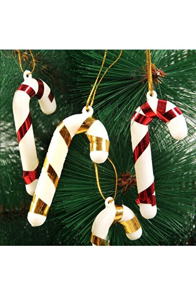 partidolu 12 τμχ Πλαστικό Μπαστούνι Καραμέλα Χρυσό και Κόκκινο Χρώμα Χριστουγ...