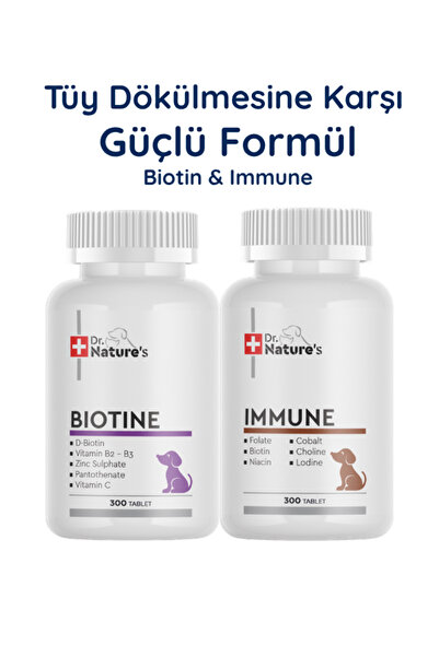 Dr. Nature's Köpek Biotin + Multivitamin ( Immune) Seti – Tüy Sağlığı ve Günl...