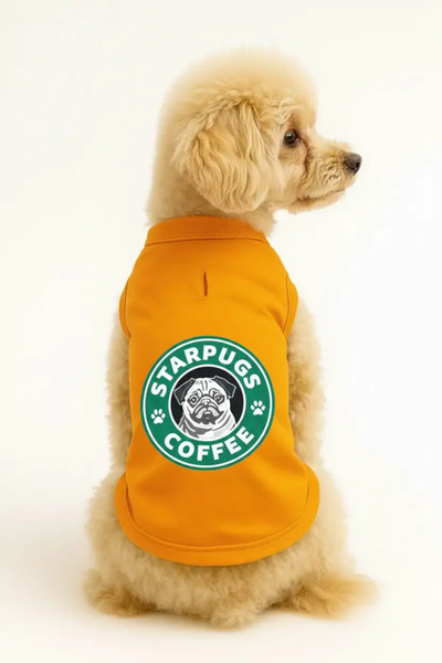 Generic Brand Cat and Dog Outfit & Gown - Orange Starpugs Tank Top
