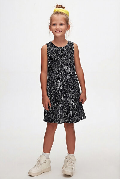 LOVETTI Αμάνικο φόρεμα για κορίτσια με σχέδια - σκούρα γράμματα