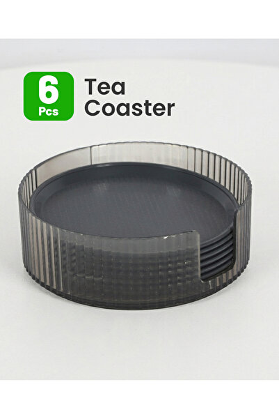 ROYALFORD Acrylic 6Pcs Coaster Set with Holder, Wine Coasters Table Cup Coasters