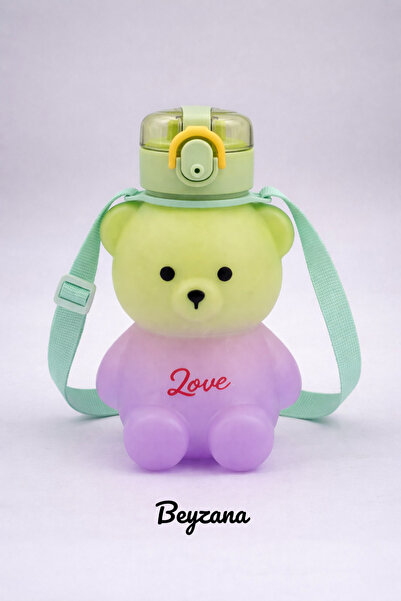 BEYZANA Yeşil - Mor Smile Ayıcık Model Su Matarası Su Şişesi Suluk Bpa İçerme...