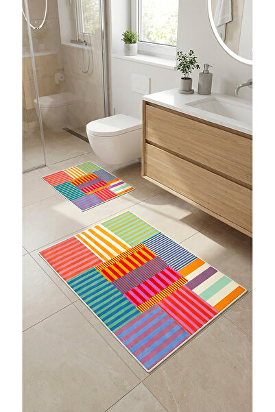 Decomia Home Digital Αντιολισθητικό Πλενόμενο Colorful Modern Πατάκι μπάνιου ...