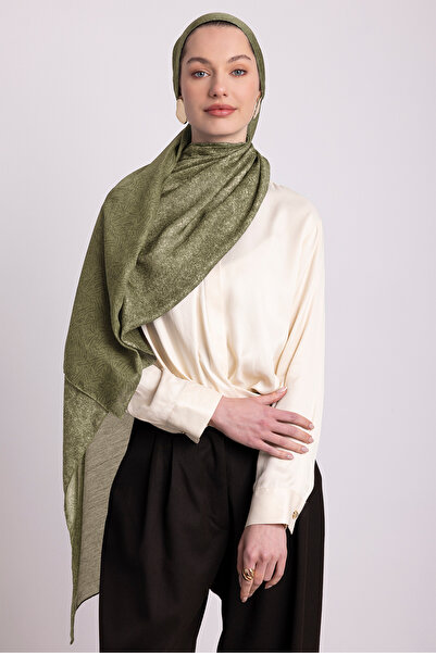 Ayshara Bengi Monogram Απλό Με σχέδιο Διπλής όψης Σάλι - Χακί