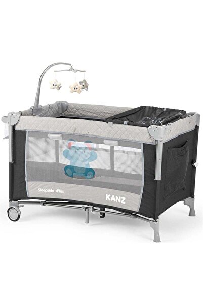 Kanz Sleepside +Plus Anne Yanı Park Yatak ve Oyun Parkı Siyah