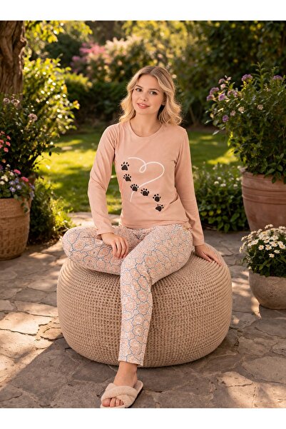 rindahomewear Γυναικείο Σετ Πιτζάμες με Μακριά Μανίκια από Ύφασμα Πάτιλι Σούπ...