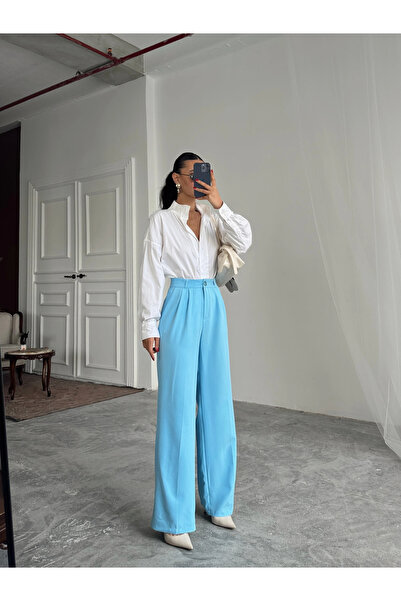 mydukkan.co Moje pantalone od palazzo tkanine - plave