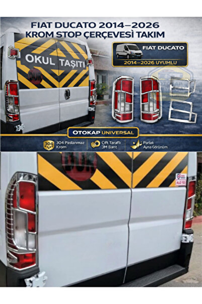 KAPOTO Fiat Ducato 2014-2025 Uyumlu Abs Krom Stop Çerçevesi Takım