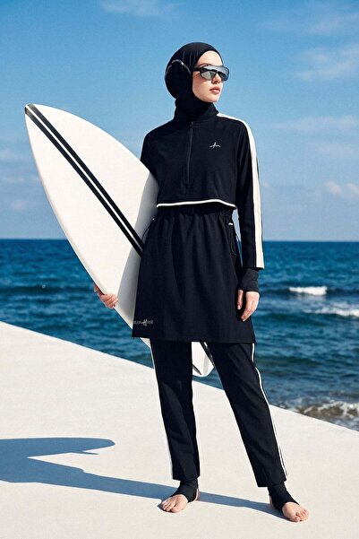 Haşema Esila H-Per Black 6 Piece Full Hijab Swimsuit Set 3125