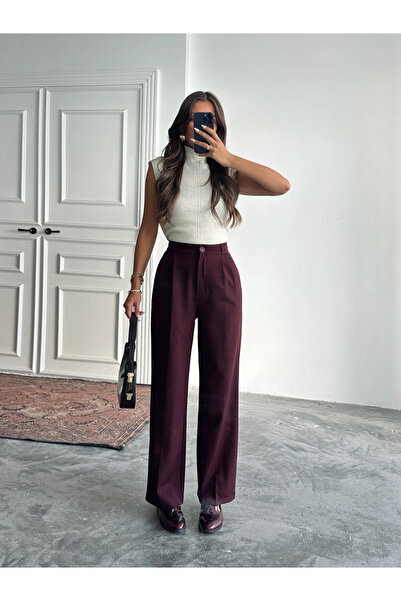 mydukkan.co Moje pantalone od palazzo tkanine - šljiva