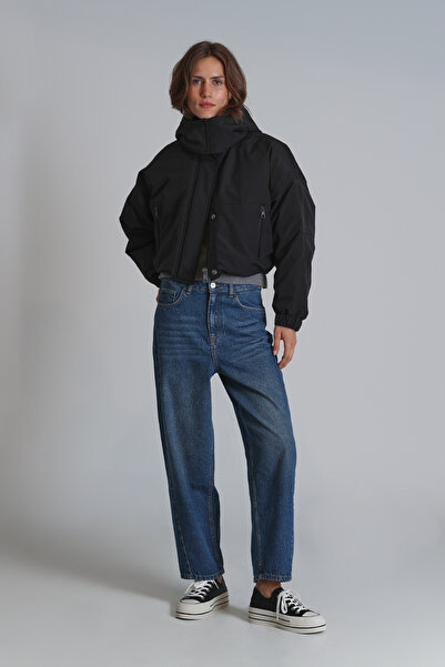 Lufian Γυναικείο παλτό Apot με φτερά χήνας μαύρο