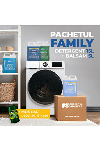 Detergent La Canistra Pachet Family Detergent 3x5L + Balsam 5L + 500 ml cadou detergent vase