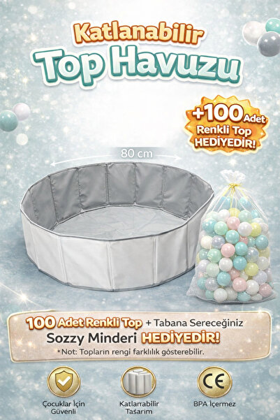 Sozzy 1OO TOPLU Çocuk Top Havuzu – Güvenli Oyun Alanı – Renkli Toplu Bebek Oy...