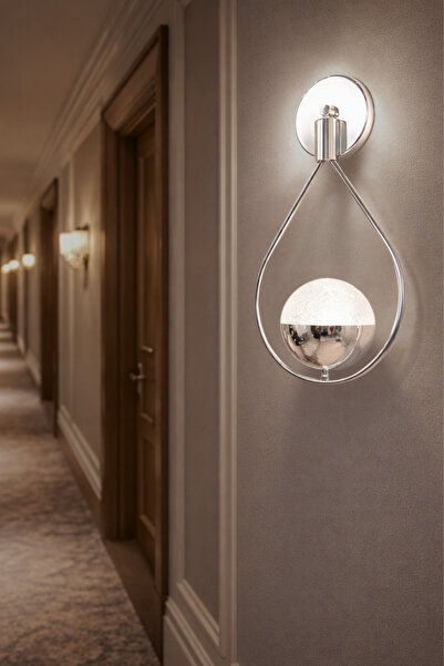 Fer Avize Deco aplik Modern Tasarım Krom Renk Led'li  Cafe - Mutfak – Yatak o...