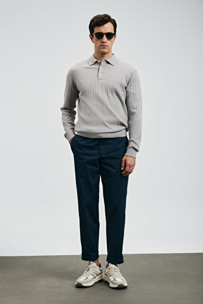 Lufian Ανδρικό παντελόνι Chino Rumı Smart εφαρμοστό Navy Blue