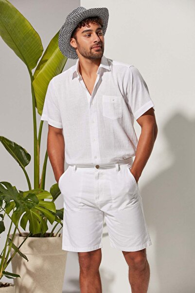 White By Nature Coco Düğme Erkek Beyaz Şort