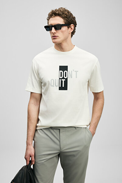 Lufian Μοντέρνο γραφικό μπλουζάκι Carl σε ανοιχτό λευκό