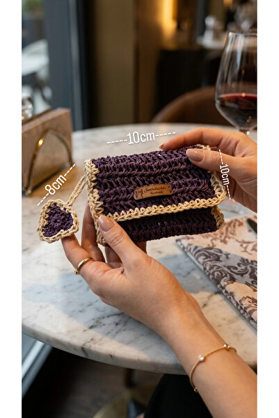Zümrüdüanka Handmade El örmesi Kagit ipden yapilmistir Mor renk küçük günlük ...