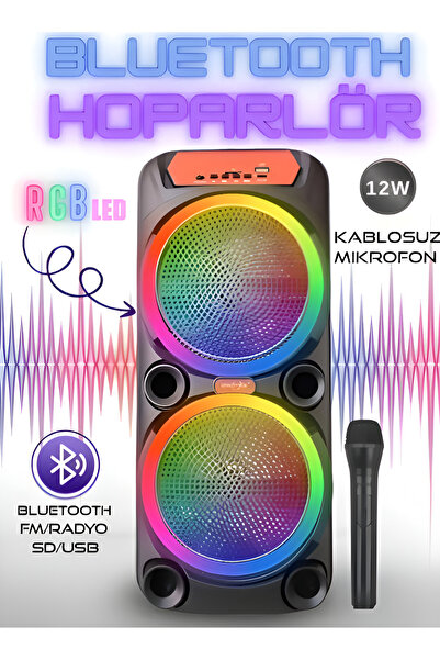 nextbuy Büyük Boy Party Box Bluetooth Hoparlör Taşınabilir Şarjlı Kablosuz Karaoke Mikrofonlu Ses Sistemi