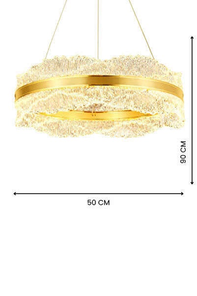 Ultra Home Valentina Model 50'lik Gold 3 Renk Kumandalı Metal Salon Mutfak Oturma Yatak Odası Modern Led Avize
