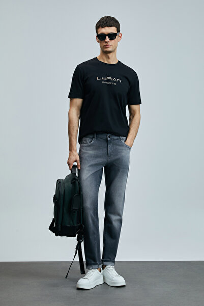 Lufian Ανδρικό παντελόνι Alfıdo Smart Jean Slim Fit Anthracite