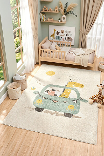 Eliz Home Yumuşak Dokuma Halı Sevimli Dostlar Leke Tutmaz Bebek Odası Çocuk O...