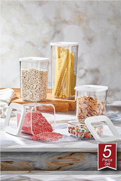 VİP AHMET مجموعة من 5 حاويات تخزين مربعة شفافة