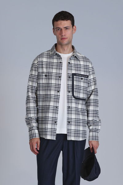 Lufian Ανδρικό πουκάμισο Slim Fit Navy Blue Basic