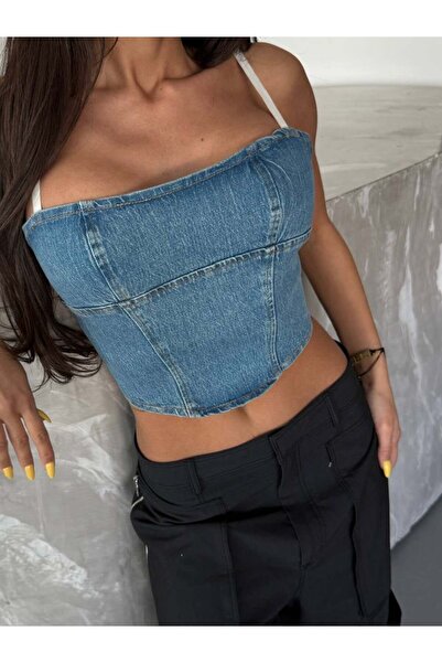 HerTon Τζιν Μπουστιέ με τιράντες και εμφάνιση κορσάζ