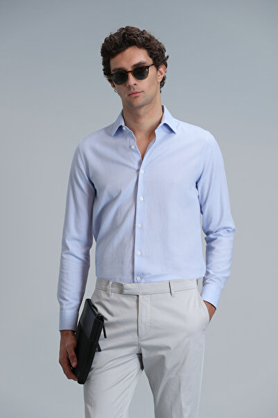 Lufian Madrid Men's Basic Shirt Comfort Fit Dark Blue
