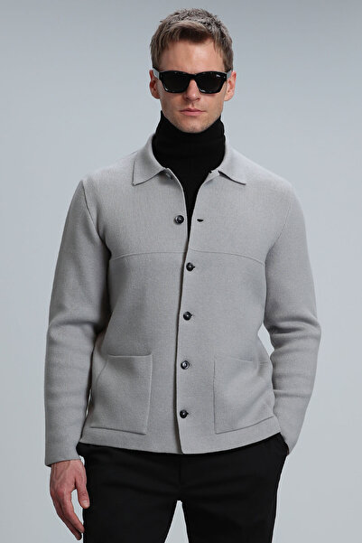 Lufian Daks Men's Cardigan Light Gray