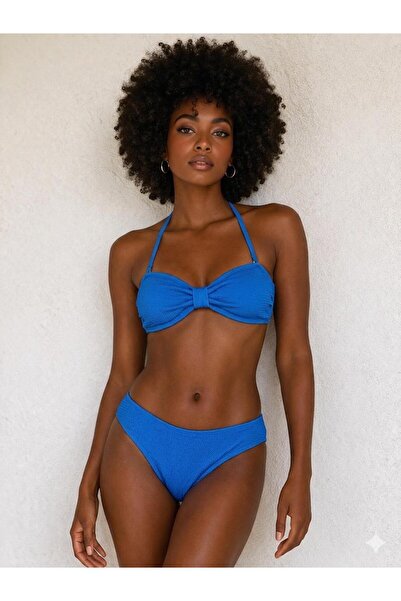 DEEP BEACH Στράπλες υφασμάτινο σετ μπικίνι