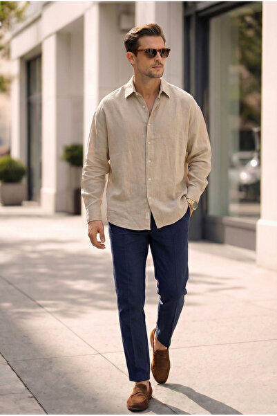 Mero Life Ανδρικό πουκάμισο με μανίκια από ύφασμα μουσελίνας, υψηλής ποιότητα...