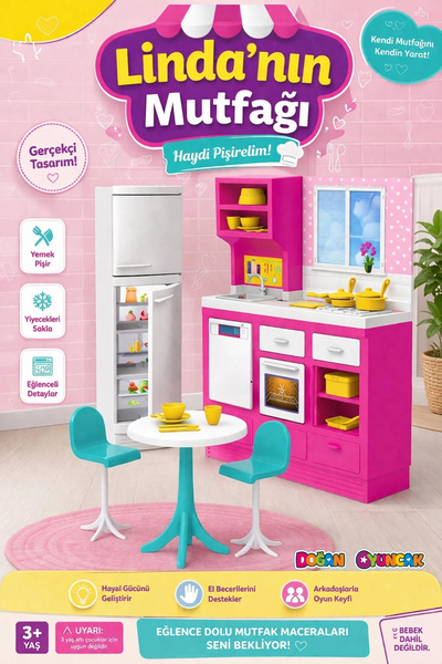 Doğan Oyuncak Dünyası Linda'nın Mutfağı - Mutfak Oyuncak - Mutfak Seti - Barbie Mutfak Seti