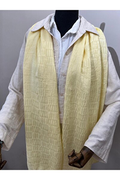 e.m ipek Striped Pattern Jacquard Shawl - Yellow