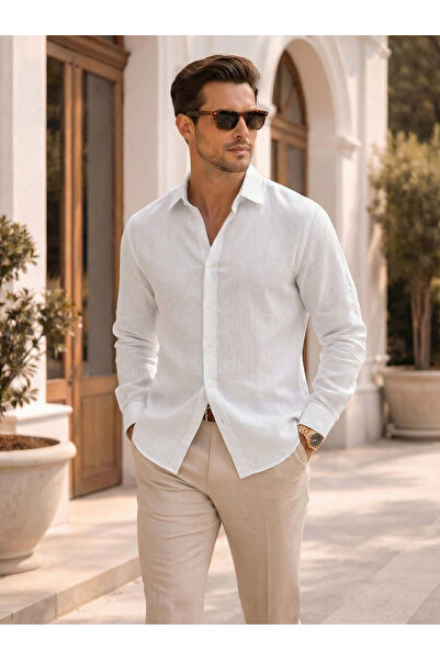 Mero Life Ανδρικό πουκάμισο με μανίκια από ύφασμα μουσελίνας Premium που αναπ...