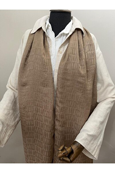 e.m ipek Striped Pattern Jacquard Shawl - Beige