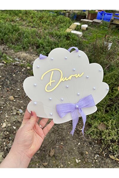NaturessCo Lila Fiyonklu İncili İstiridye Bebek Kapı Süsü