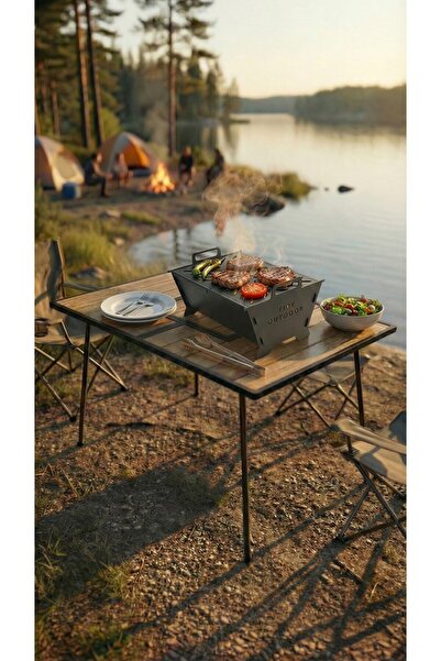 TIDY OUTDOOR Kamp Masası Mangallı Masa Barbekü Masası Katlanır Kamp Masası, P...