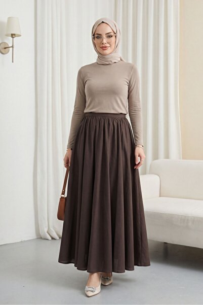 HİJABAYA Καλοκαιρινή λινή φούστα με φερμουάρ και επένδυση