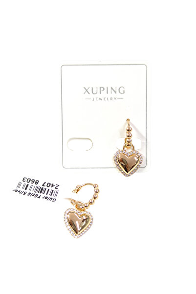 Güler Yüzlü Silver Xuping 12 mm Heart 10 mm Hoop Earrings Rose