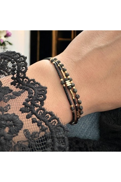 Ezera Χειροποίητο βραχιόλι Malika με Miyuki και Οψιδιανό