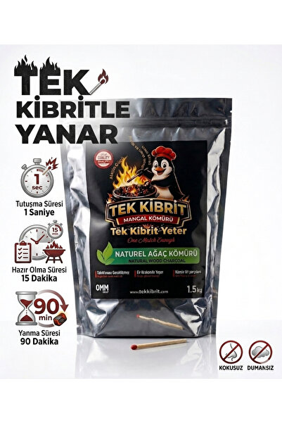 karaoğlan tarım Tek Kibrit Yeter Naturel Odun Mangal Kömürü 1.5 KG - Kolay Tu...
