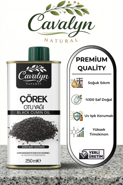 Cavalyn Natural Çörek Otu Yağı 250ml Premium Series - Soğuk Sıkım - Yerli Toh...