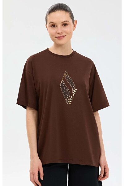 SKECHERS S2610050 W Oversize Fit Graphic T-Shirt Γυναικείο T-Shirt ΚΑΦΕ