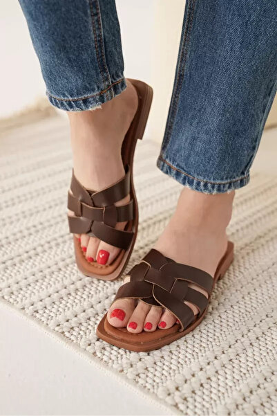 Belinora Παντόφλες από γνήσιο δέρμα Bitter Brown TR31MY66E