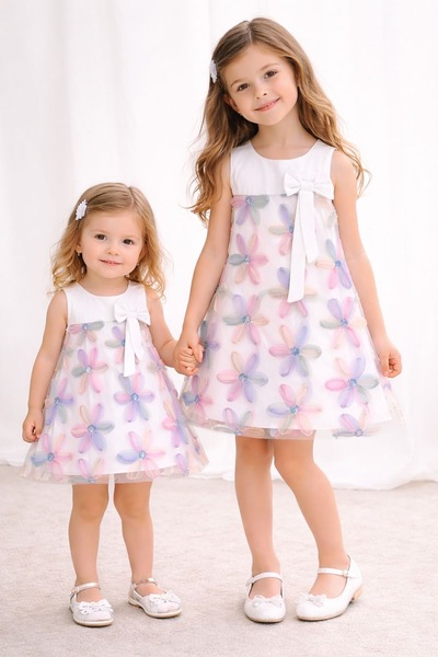 İray Κοριτσίστικο φόρεμα από τούλι με λουλουδάτο σχέδιο και λεπτομέρεια φιόγκ...