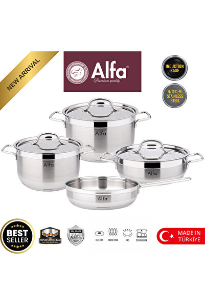 Alfa Ron 7 Pcs 18/10 Stainless Steel Cookware| Triplex Capsule Base| Inductio...