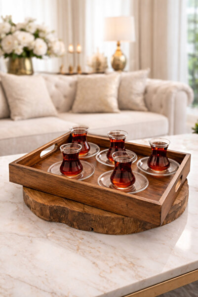 ASLI Antique Tray Decorative Coffee Wooden Serving Tray