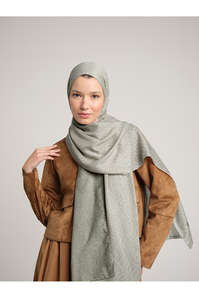 Ayshara Σιράζε Μονόγραμμα Φλατ Με σχέδιο Διπλής όψης Σάλι - Ανοιχτό Πράσινο Φ...